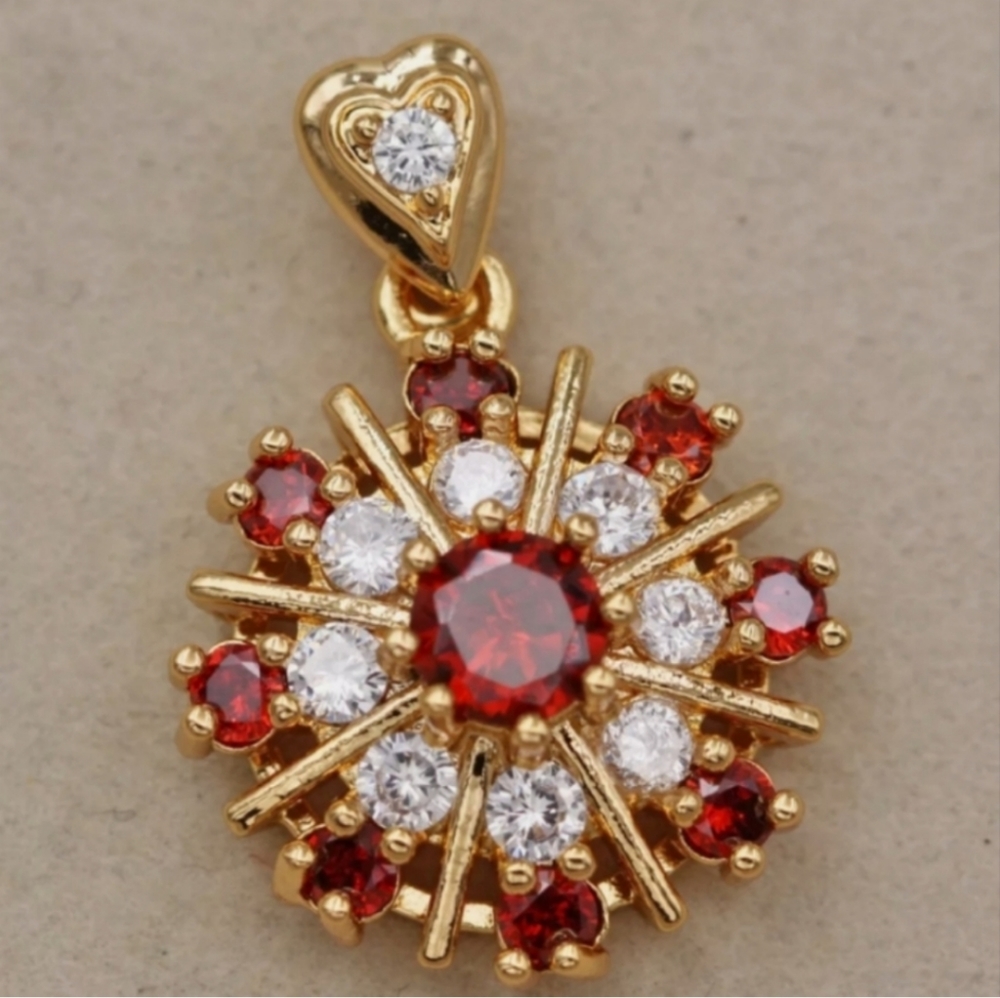 New simulated ruby cz gold filled pendant - Picture 6 of 9
